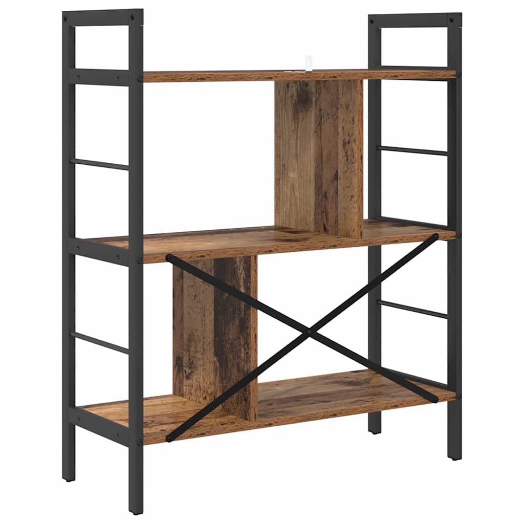 Könyvespolc 5 szintes 75 x 30 x 91 cm Szerelt Fa Öreg fa