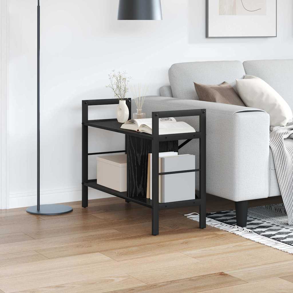 Könyvespolc 3 szintes 75 x 30 x 58,5 cm Szerelt Fa Fekete tölgy