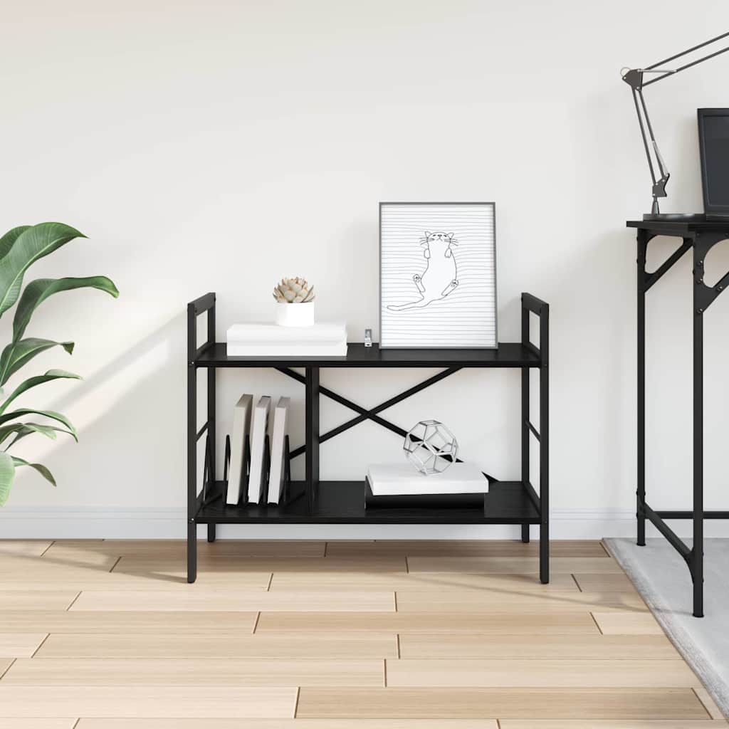 Könyvespolc 3 szintes 75 x 30 x 58,5 cm Szerelt Fa Fekete tölgy