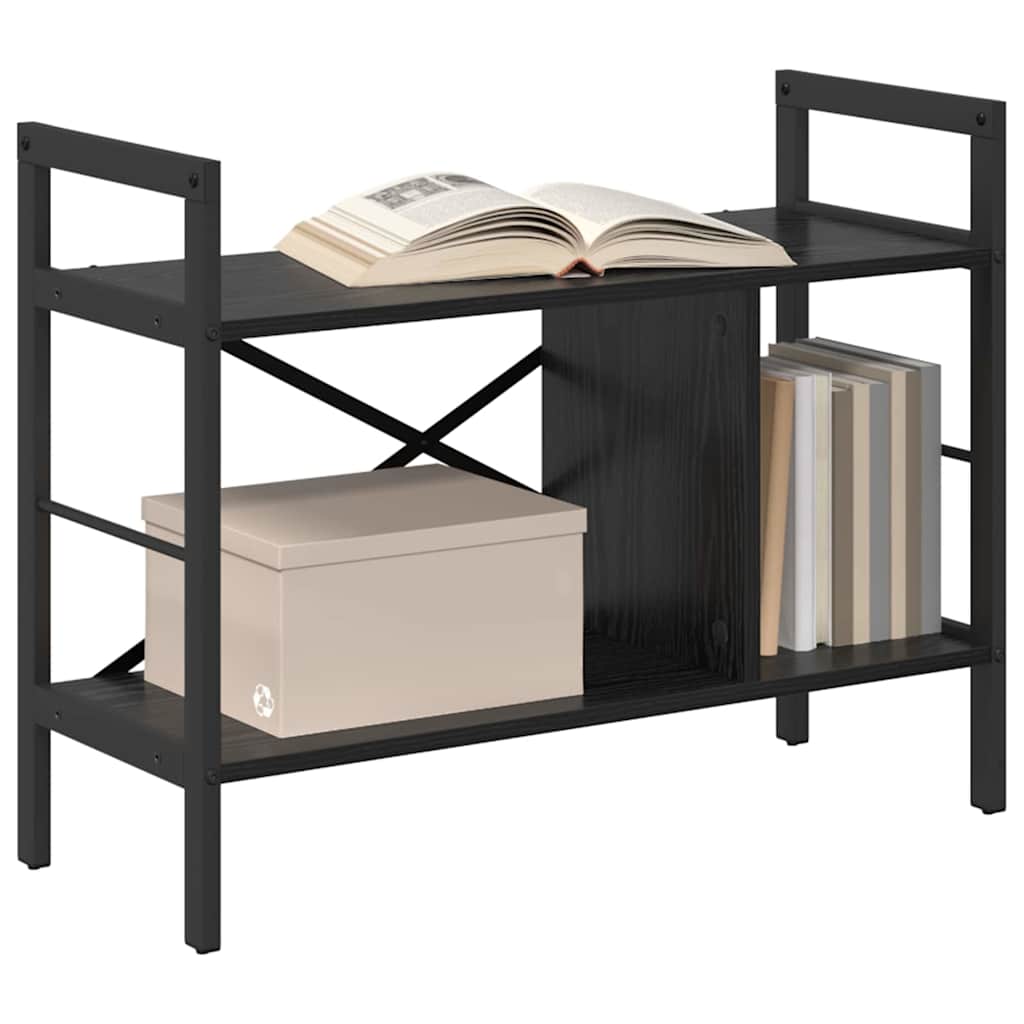 Könyvespolc 3 szintes 75 x 30 x 58,5 cm Szerelt Fa Fekete tölgy