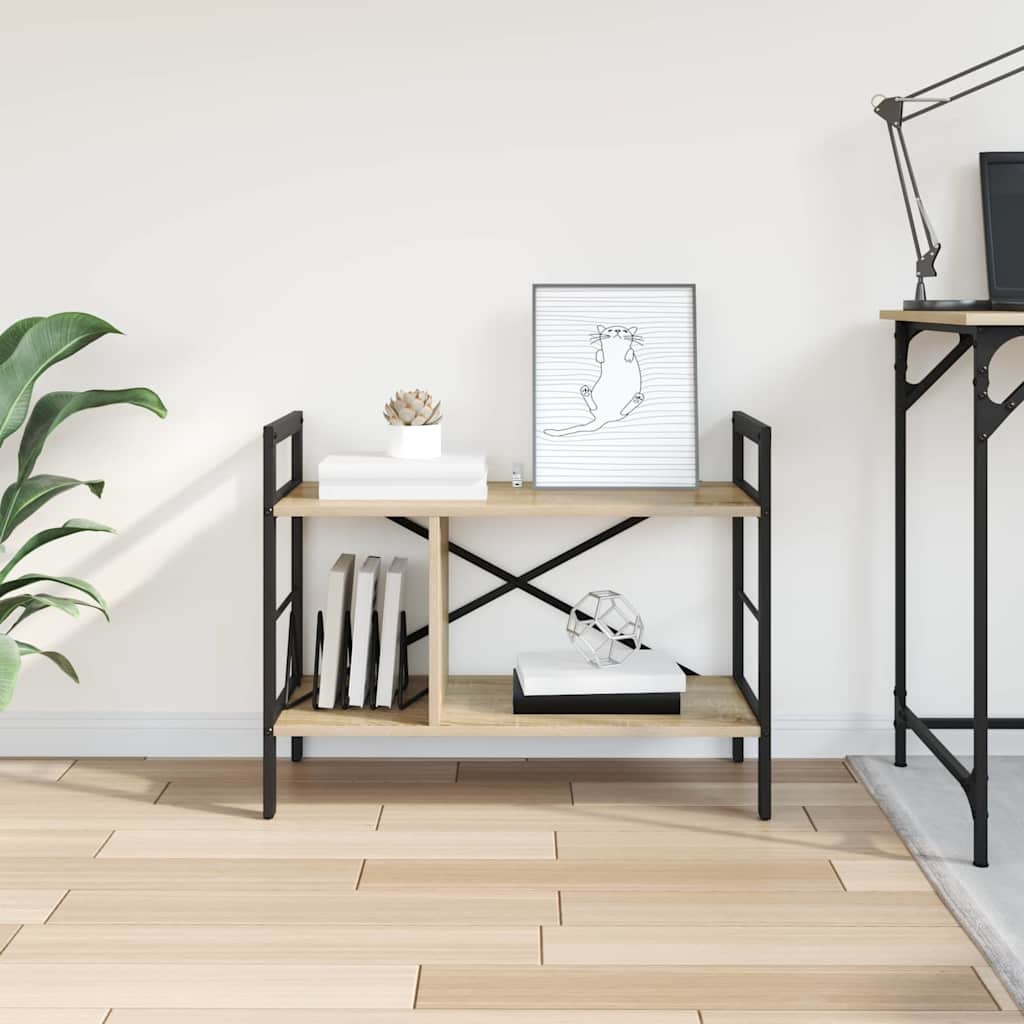 Könyvespolc 3 szintes 75 x 30 x 58,5 cm Szerelt Fa Sonoma tölgy