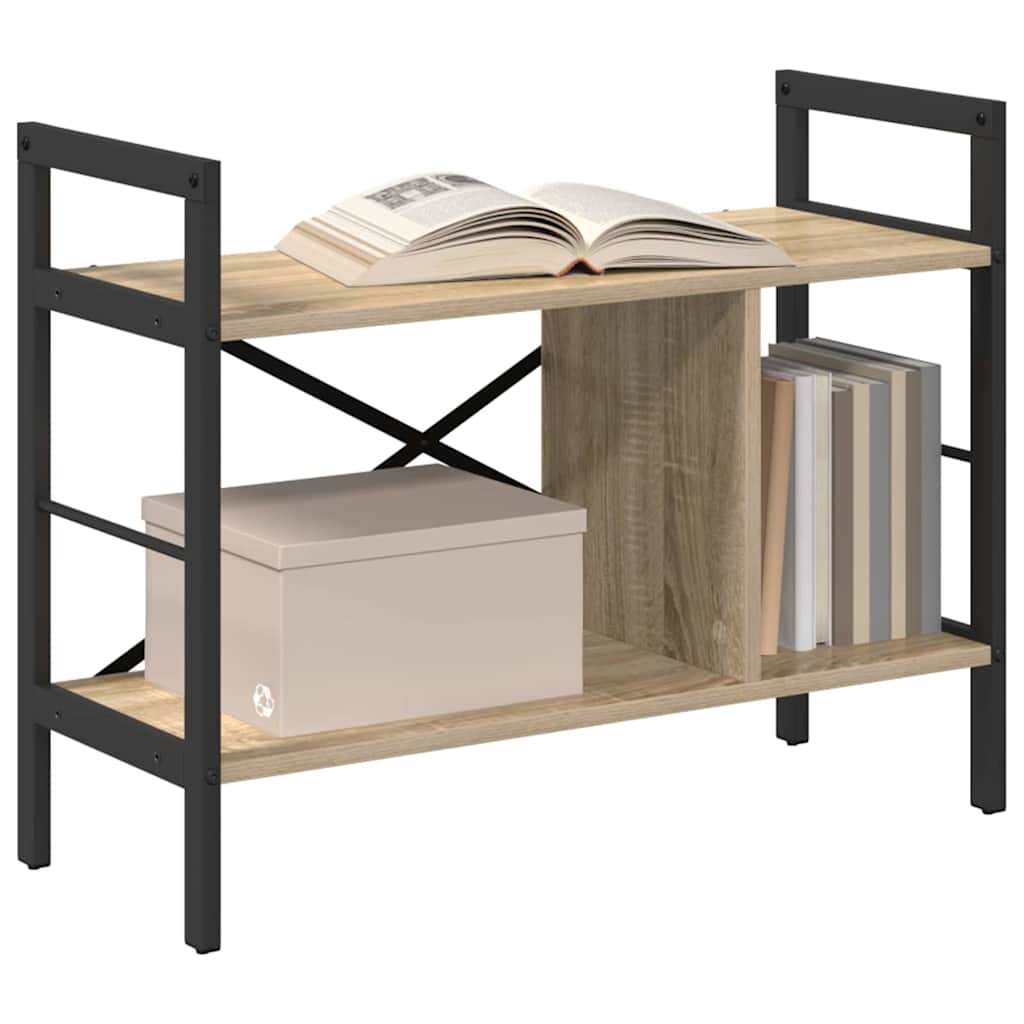 Könyvespolc 3 szintes 75 x 30 x 58,5 cm Szerelt Fa Sonoma tölgy