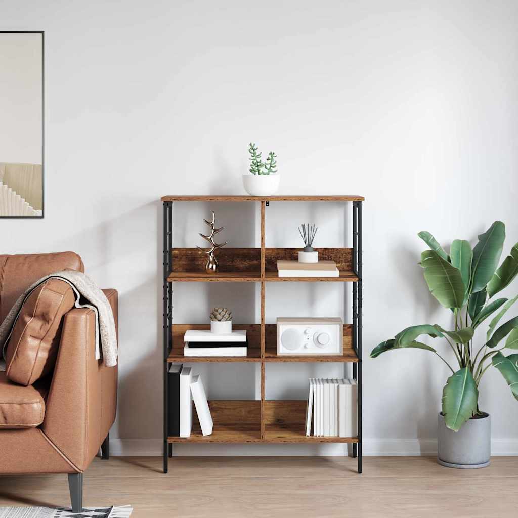 Könyvespolc 6 szintes 82 x 32 x 112 cm Szerelt Fa Öreg fa
