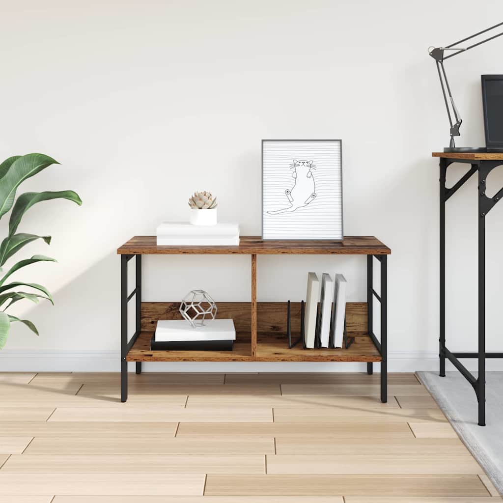 Könyvespolc 2 szintes 82 x 32 x 47 cm Szerelt Fa Öreg fa