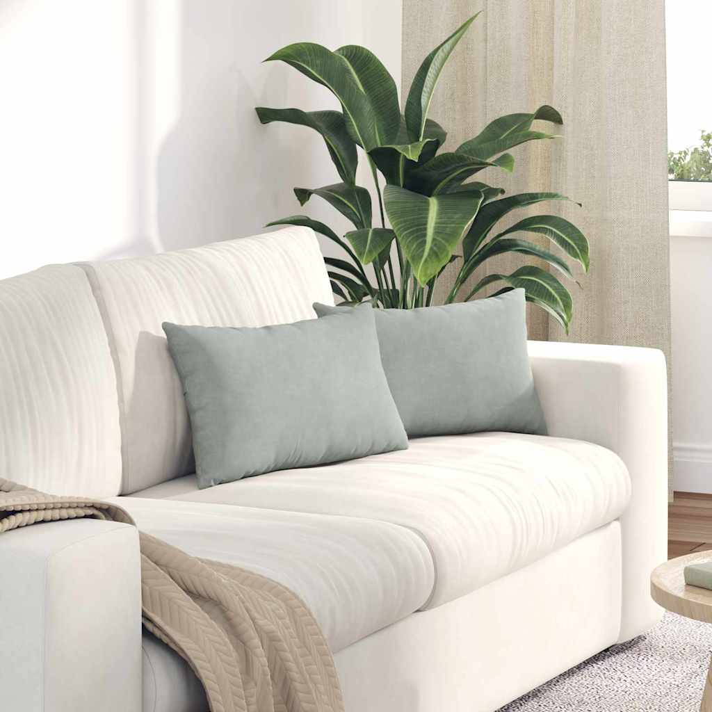 Kanapé párnák 2 pcs Világosszürke 50 x 30 cm Bársonyos szövet