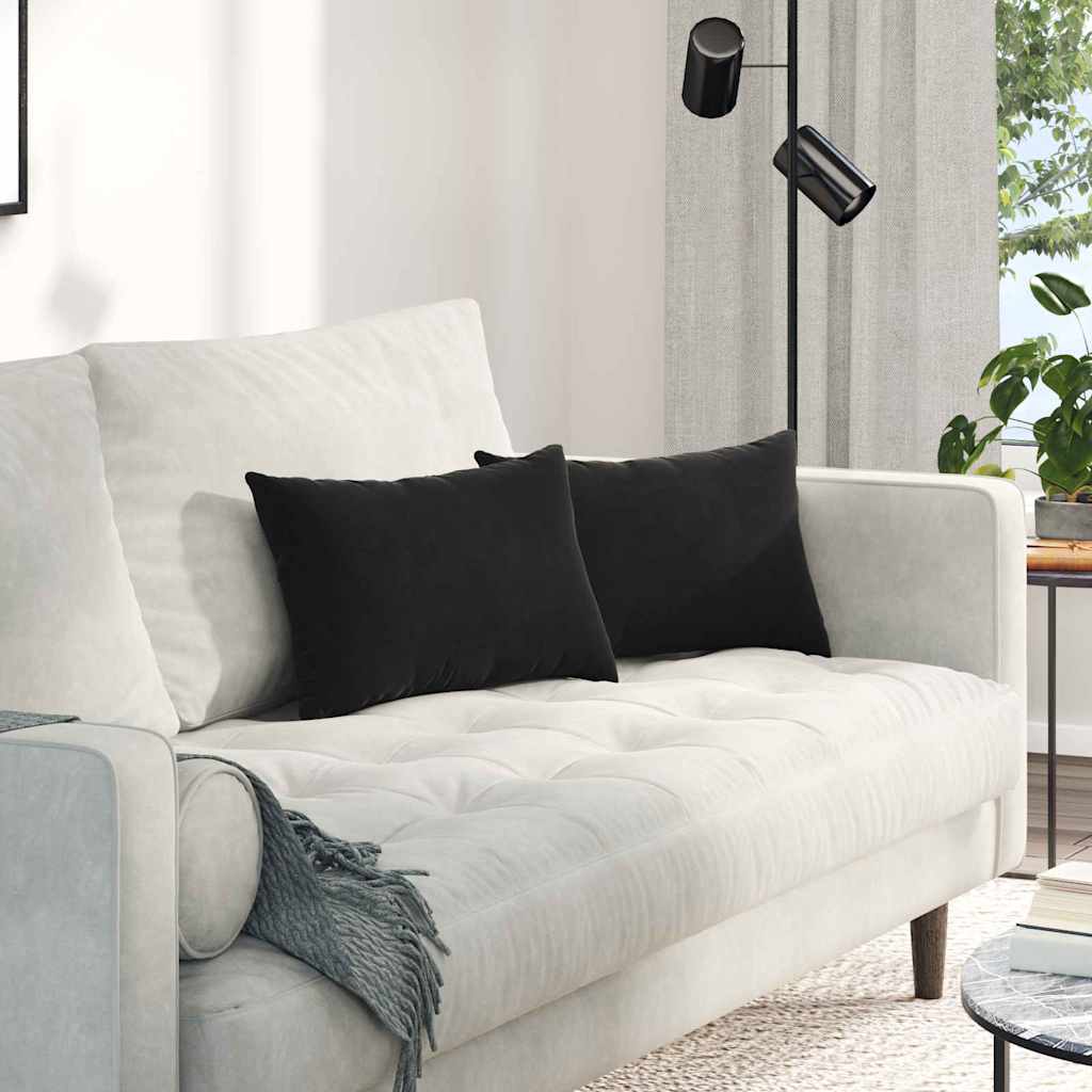 Kanapé párnák 2 pcs Fekete 50 x 30 cm Bársonyos szövet