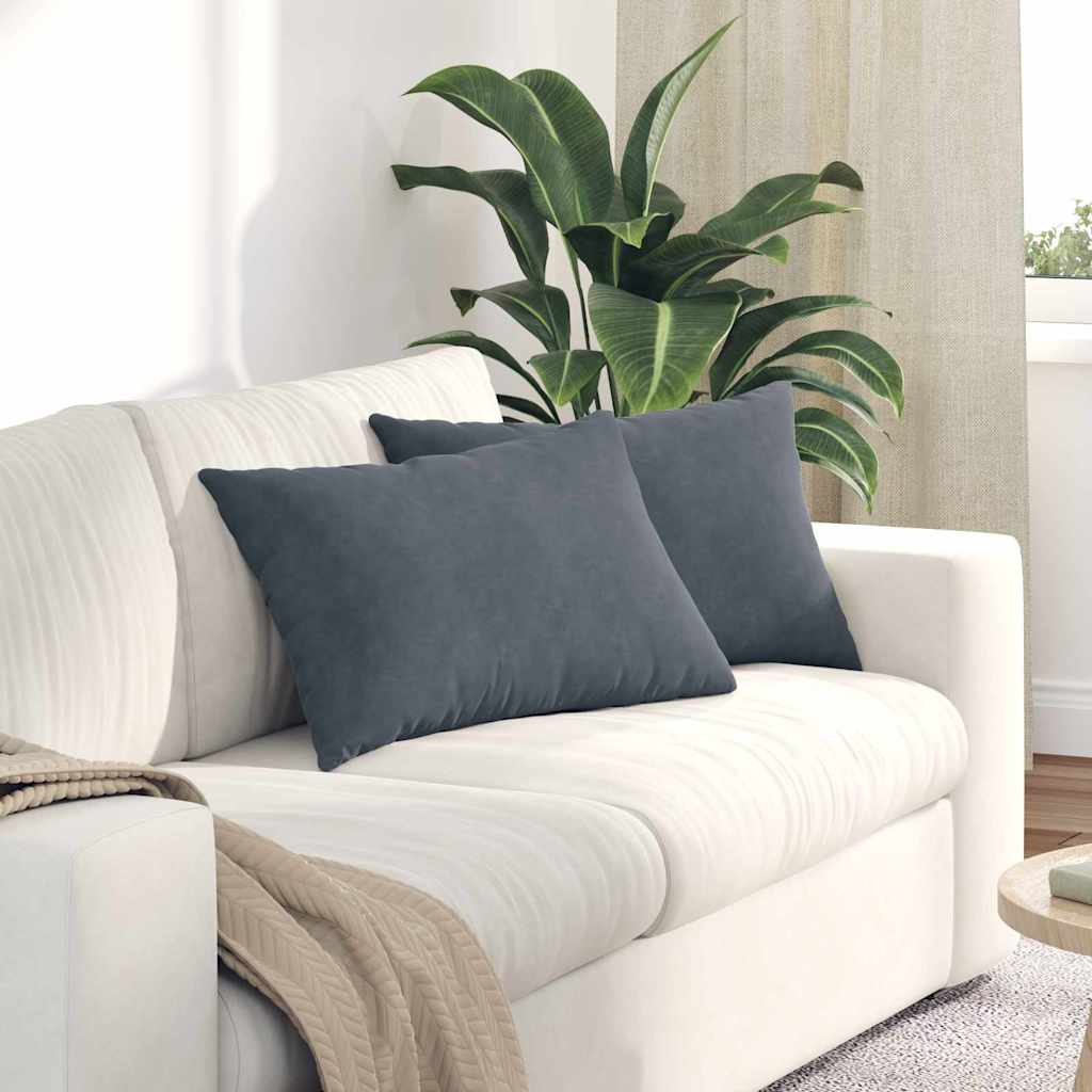 Kanapé párnák 2 pcs Sötétszürke 60 x 40 cm Bársonyos szövet