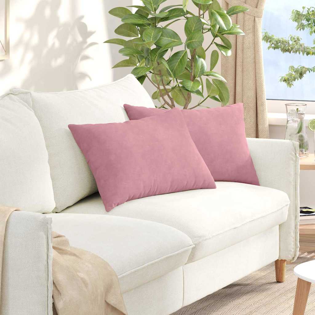 Kanapé párnák 2 pcs Rózsaszín 60 x 40 cm Bársonyos szövet