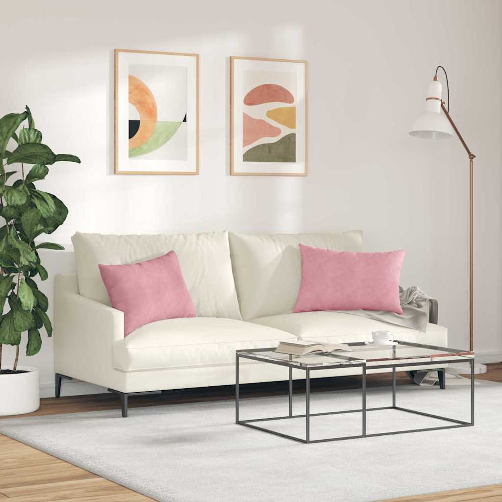 Kanapé párnák 2 pcs Rózsaszín 60 x 40 cm Bársonyos szövet