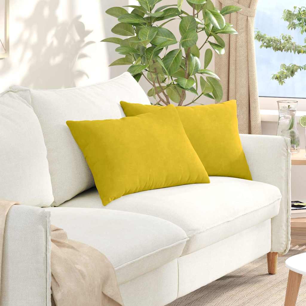 Kanapé párnák 2 pcs Sárga 60 x 40 cm Bársonyos szövet