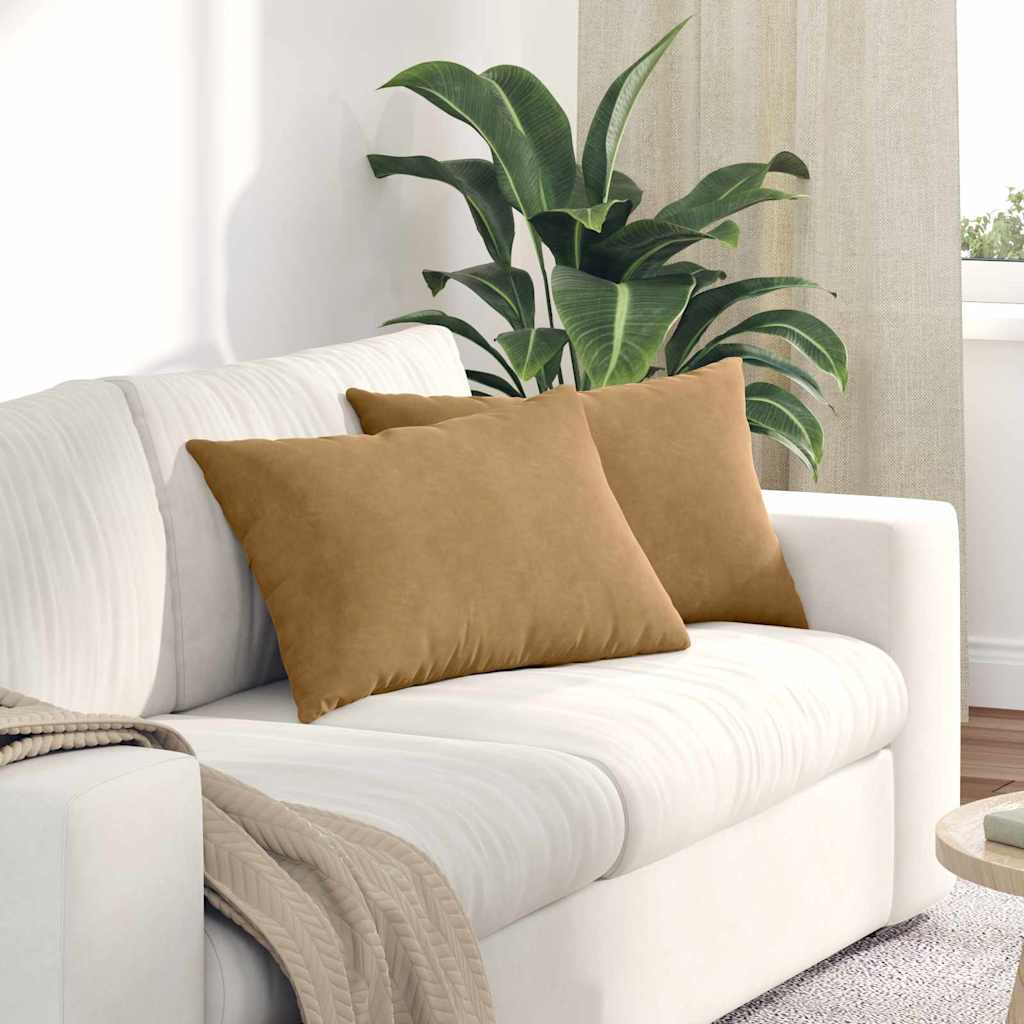 Kanapé párnák 2 pcs Barna 60 x 40 cm Bársonyos szövet