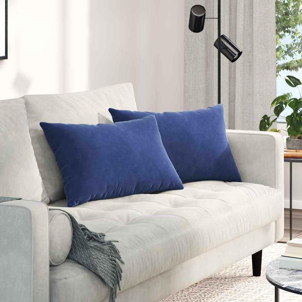 Kanapé párnák 2 pcs Rendőrségi kék 60 x 40 cm Bársonyos szövet