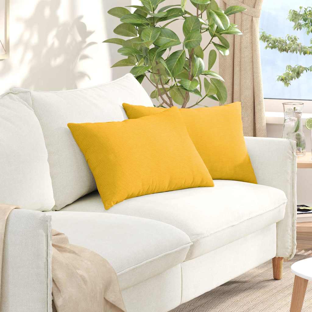 Kanapé párnák 2 pcs Világos sárga 60 x 40 cm Bársonyos szövet