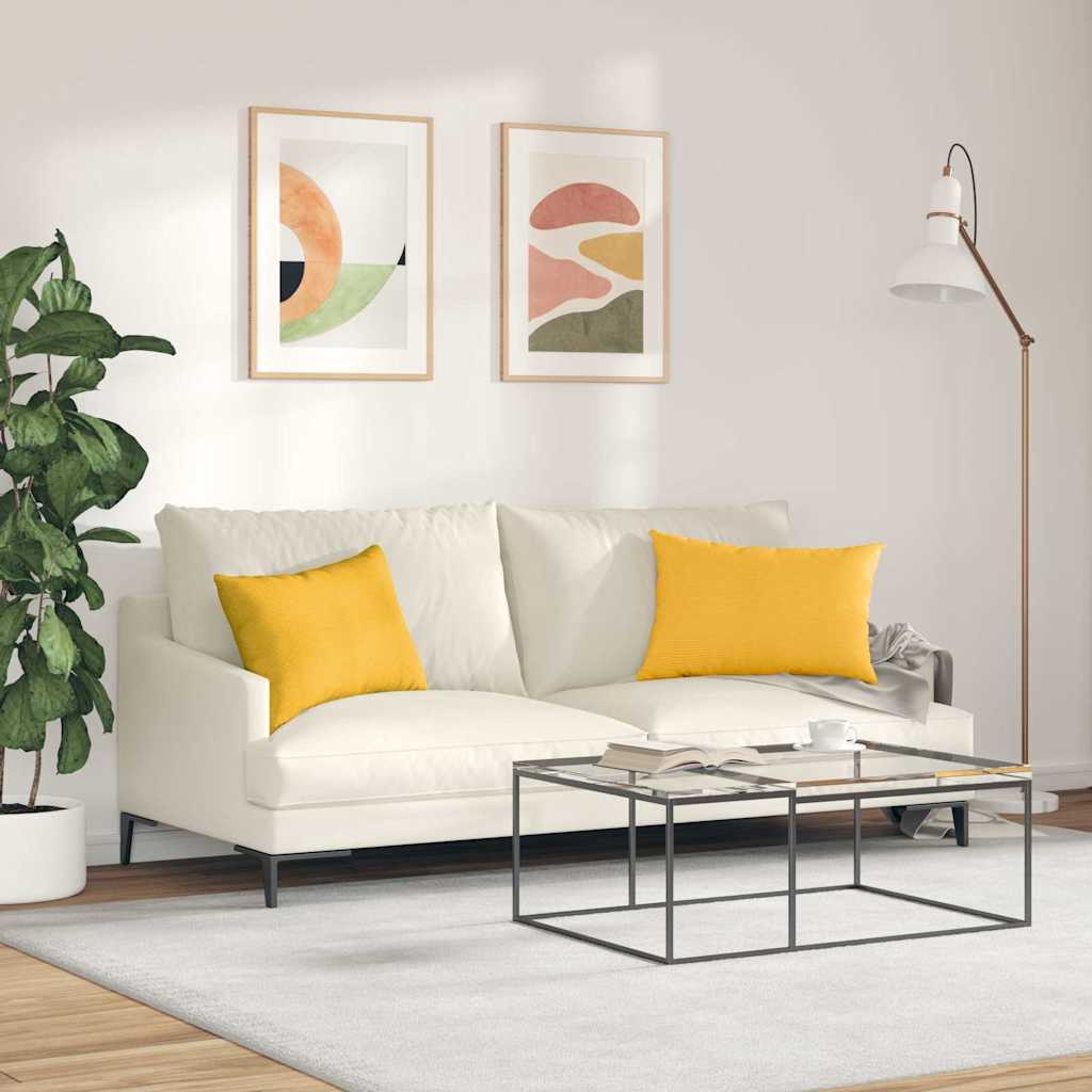 Kanapé párnák 2 pcs Világos sárga 60 x 40 cm Bársonyos szövet