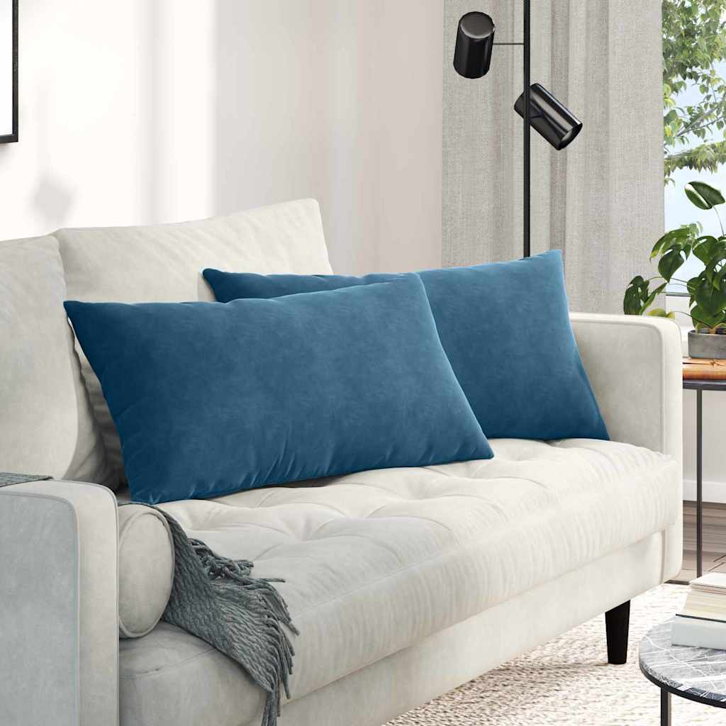 Kanapé párnák 2 pcs Kék 80 x 40 cm Bársonyos szövet