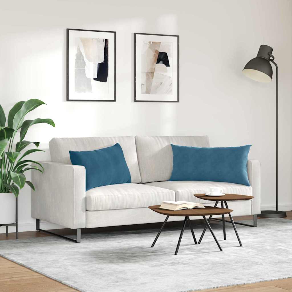 Kanapé párnák 2 pcs Kék 80 x 40 cm Bársonyos szövet