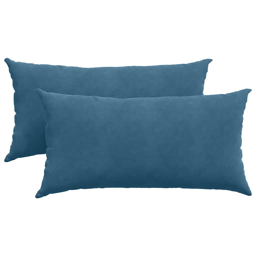 Kanapé párnák 2 pcs Kék 80 x 40 cm Bársonyos szövet