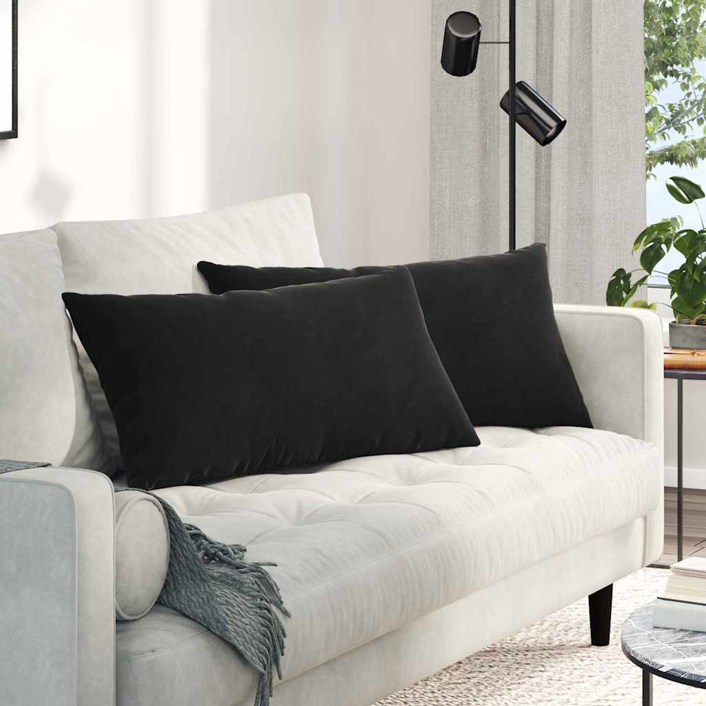 Kanapé párnák 2 pcs Fekete 80 x 40 cm Bársonyos szövet