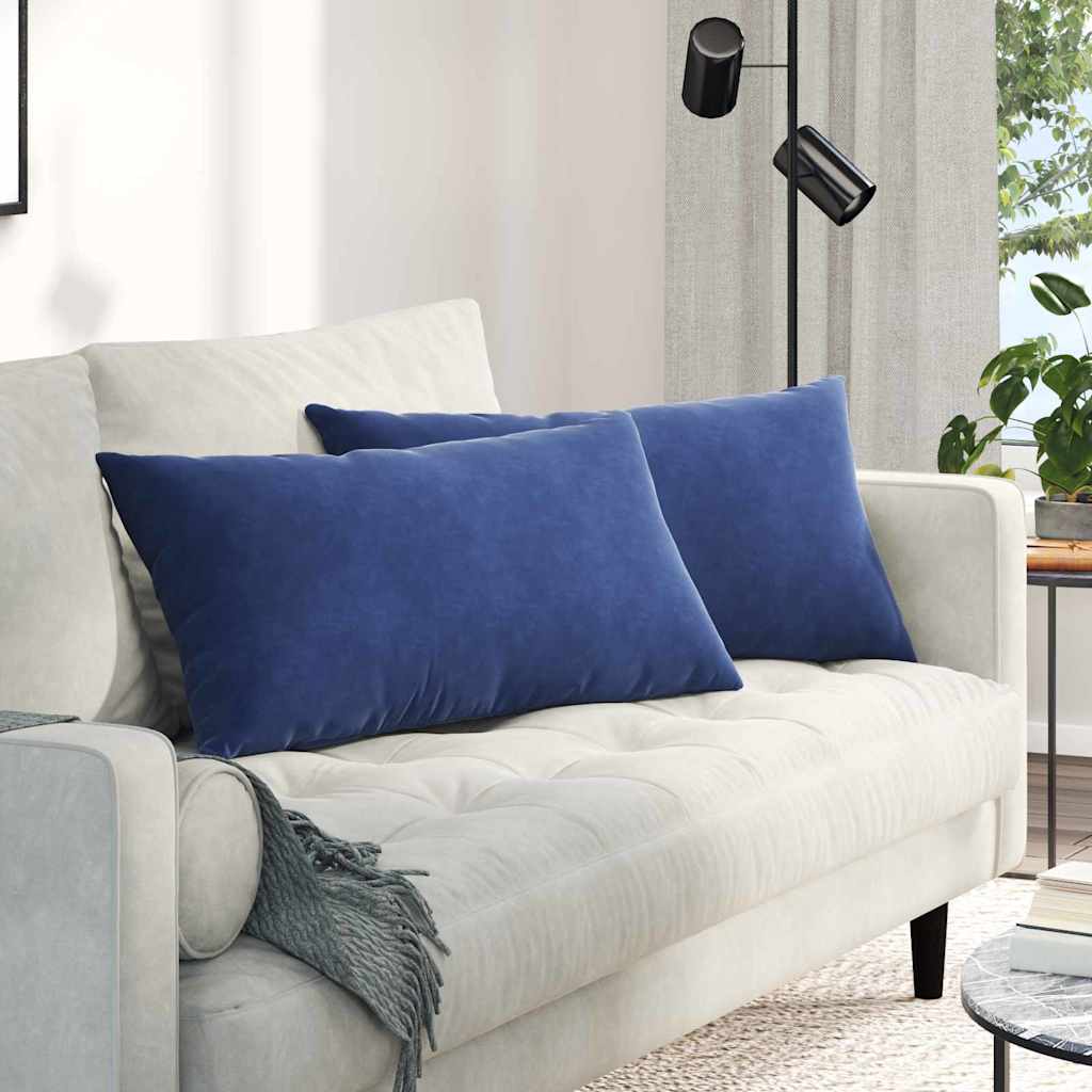 Kanapé párnák 2 pcs Rendőrségi kék 80 x 40 cm Bársonyos szövet