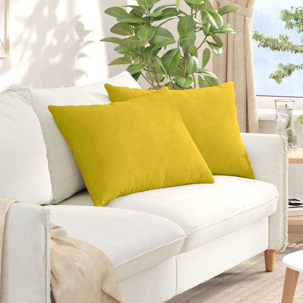 Kanapé párnák 2 pcs Sárga 70 x 50 cm Bársonyos szövet