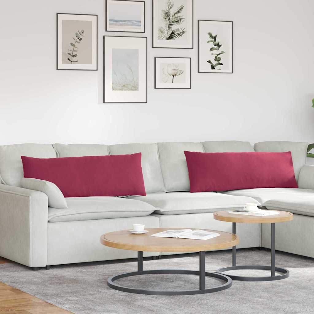 Kanapé párnák 2 pcs Bordó 120 x 40 cm Bársonyos szövet