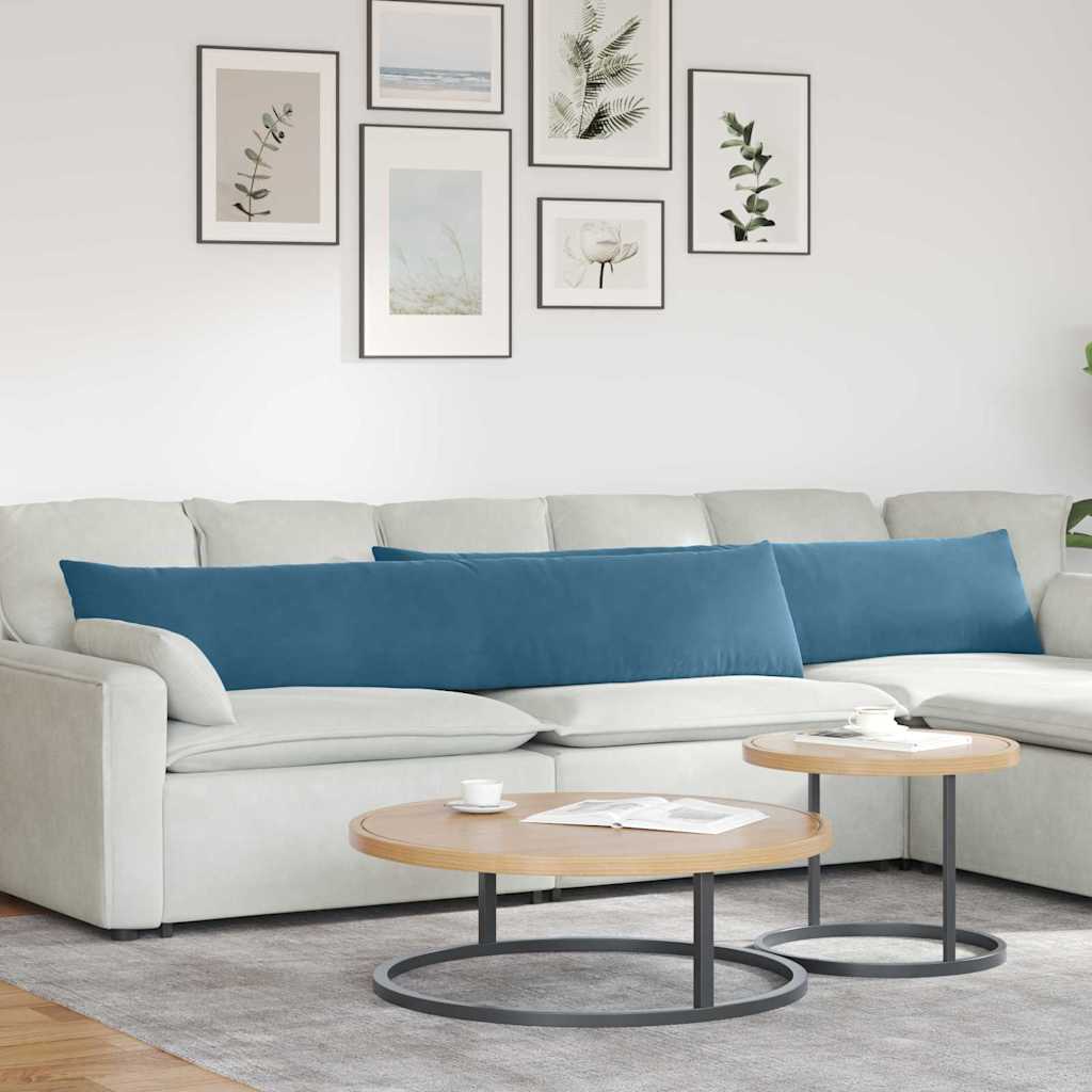 Kanapé párnák 2 pcs Kék 200 x 40 cm Bársonyos szövet
