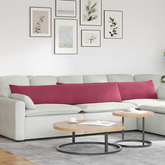 Kanapé párnák 2 pcs Bordó 200 x 40 cm Bársonyos szövet