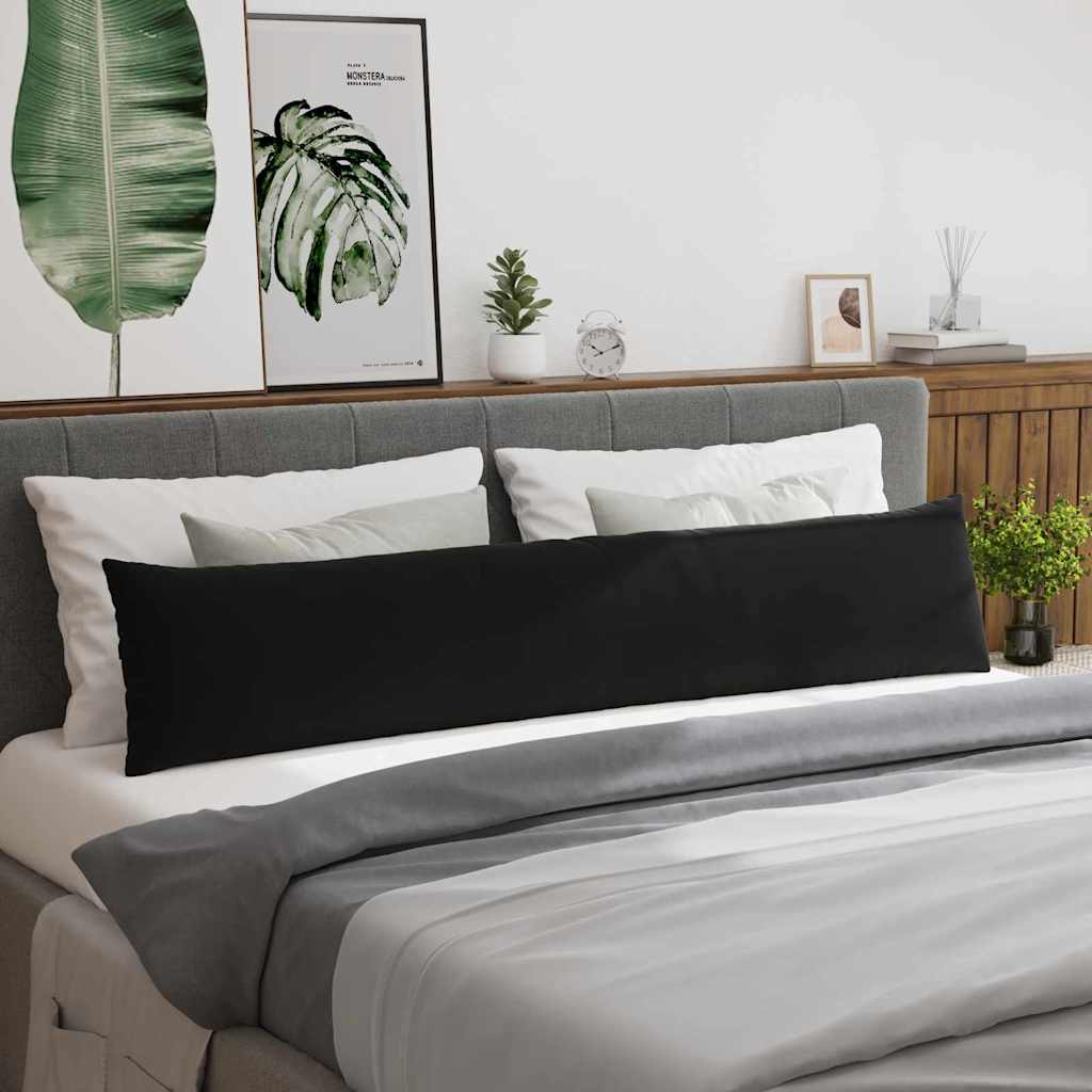 Kanapé párnák 2 pcs Fekete 200 x 40 cm Bársonyos szövet