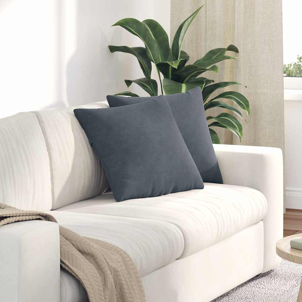 Kanapé párnák 2 pcs Sötétszürke 45 x 45 cm Bársonyos szövet