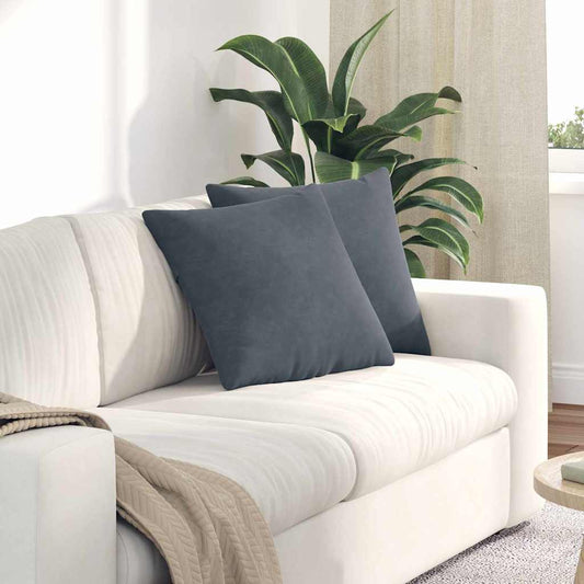 Kanapé párnák 2 pcs Sötétszürke 45 x 45 cm Bársonyos szövet