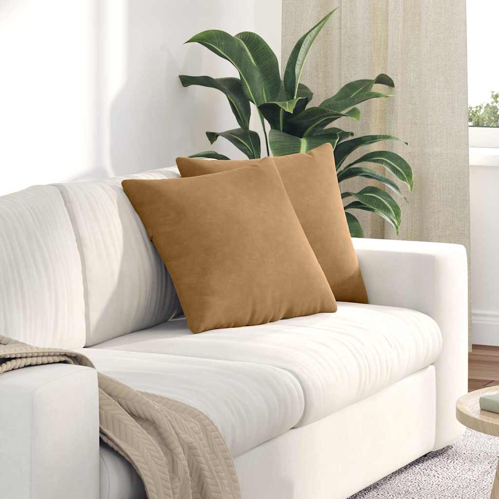 Kanapé párnák 2 pcs Barna 45 x 45 cm Bársonyos szövet