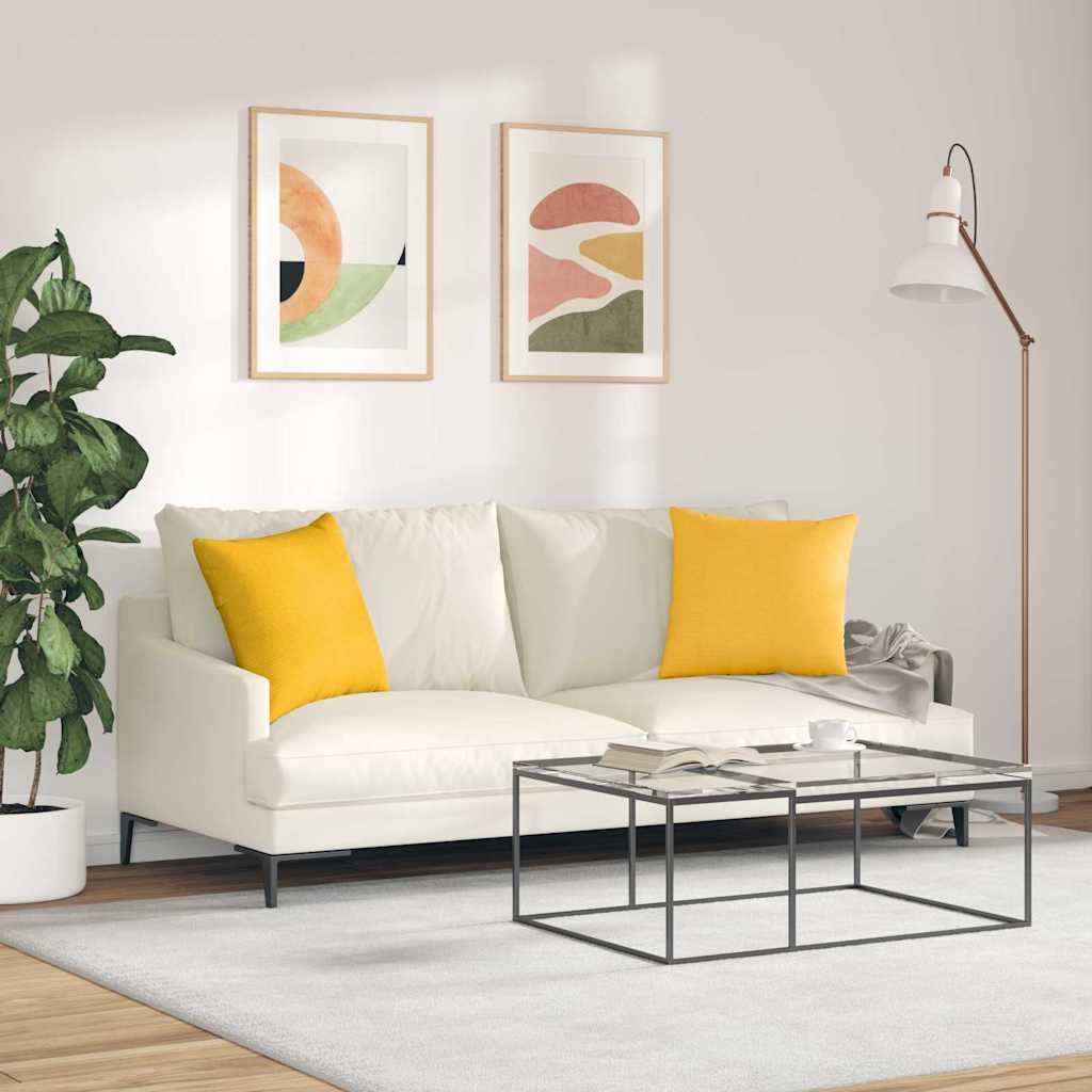 Kanapé párnák 2 pcs Világos sárga 45 x 45 cm Bársonyos szövet