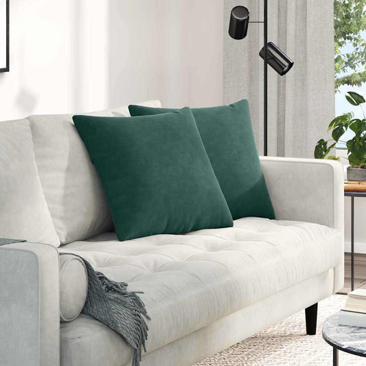 Kanapé párnák 2 pcs Sötétzöld 50 x 50 cm Bársonyos szövet