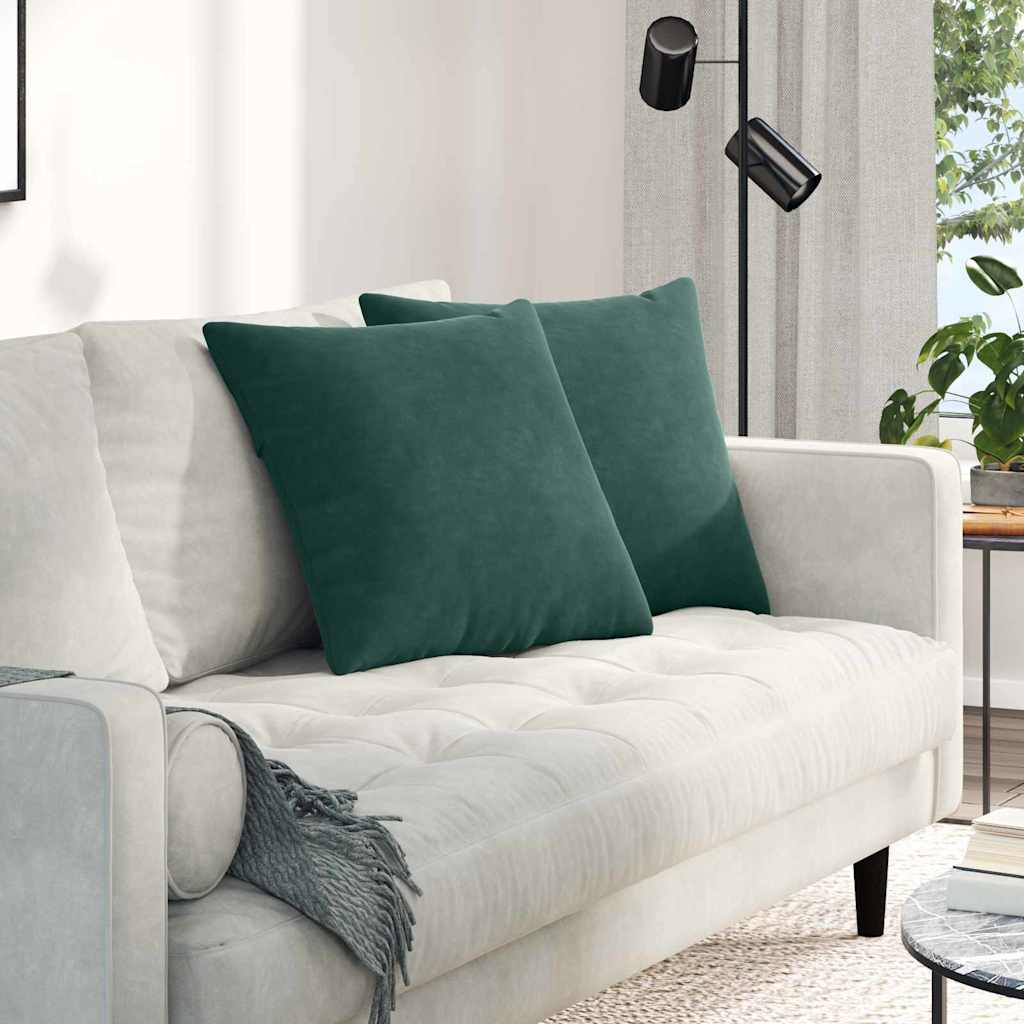 Kanapé párnák 2 pcs Sötétzöld 50 x 50 cm Bársonyos szövet