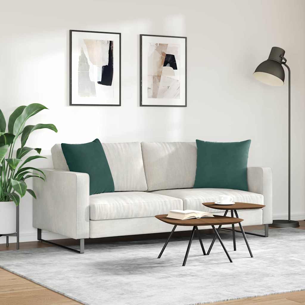 Kanapé párnák 2 pcs Sötétzöld 50 x 50 cm Bársonyos szövet
