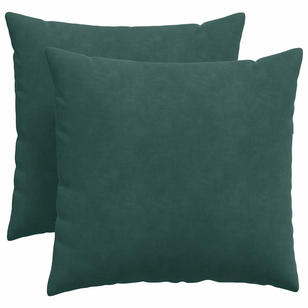 Kanapé párnák 2 pcs Sötétzöld 50 x 50 cm Bársonyos szövet