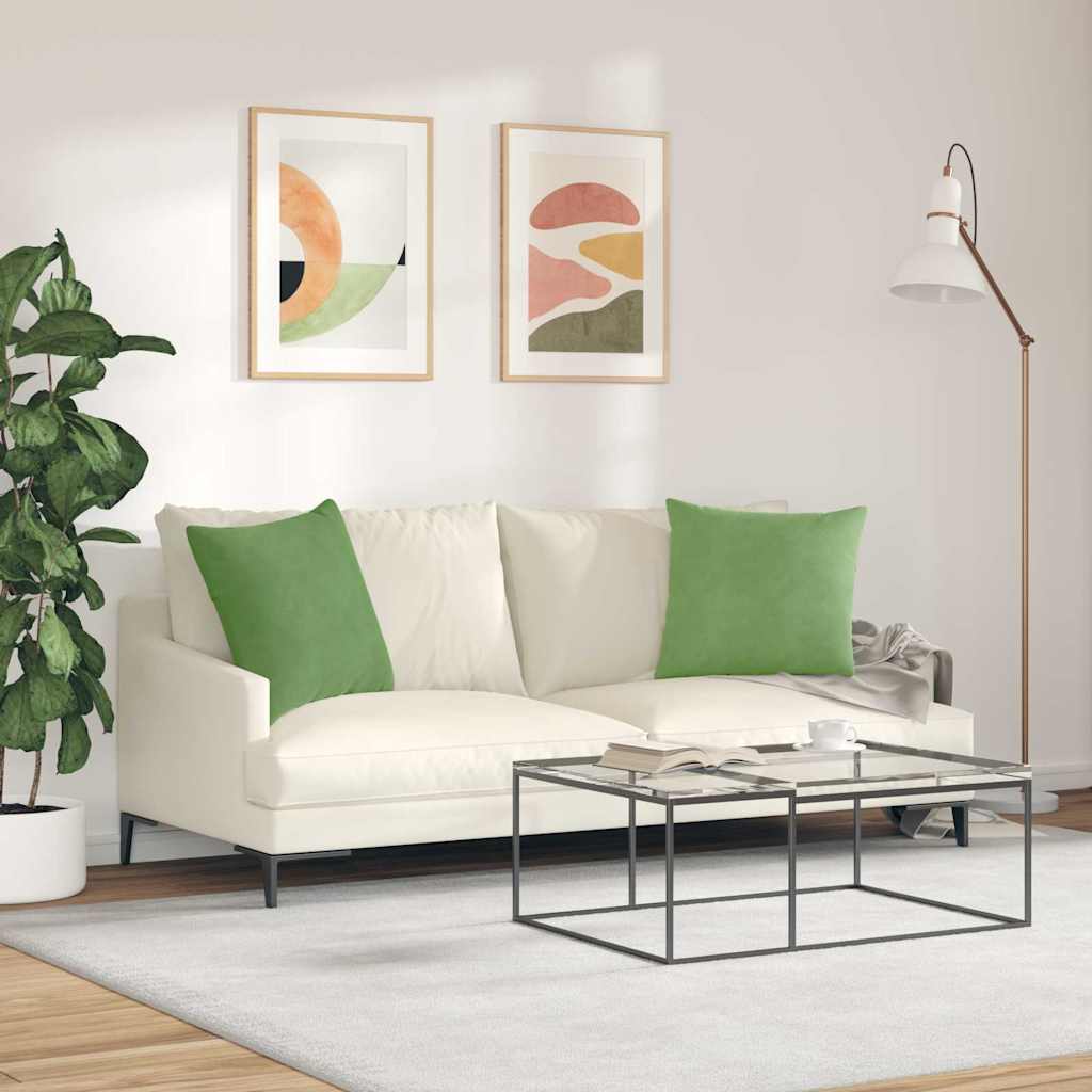 Kanapé párnák 2 pcs Világos zöld 50 x 50 cm Bársonyos szövet