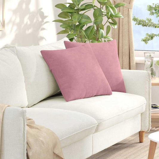 Kanapé párnák 2 pcs Rózsaszín 50 x 50 cm Bársonyos szövet