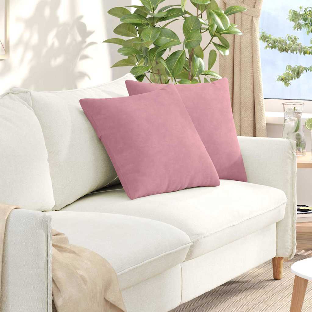 Kanapé párnák 2 pcs Rózsaszín 50 x 50 cm Bársonyos szövet