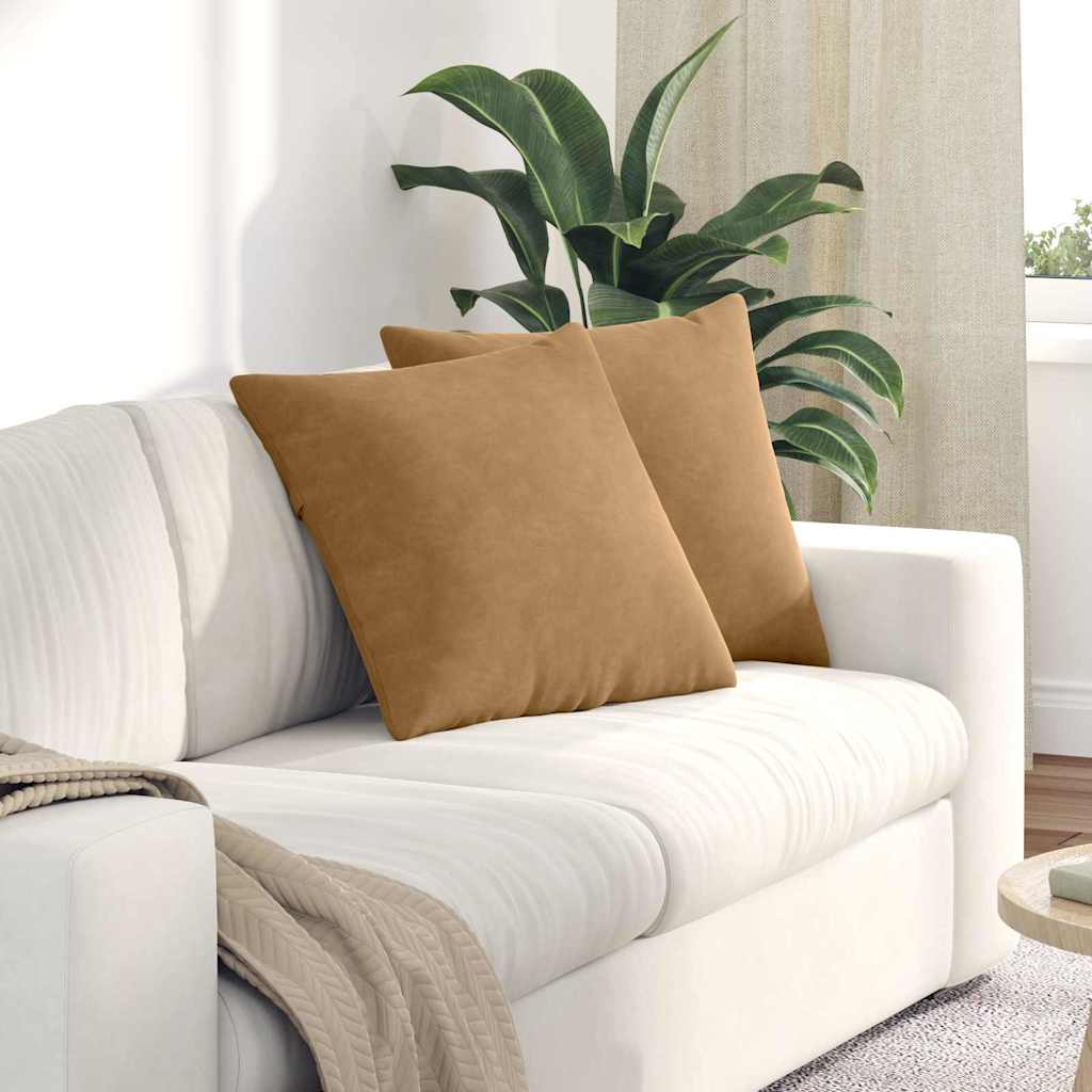 Kanapé párnák 2 pcs Barna 50 x 50 cm Bársonyos szövet