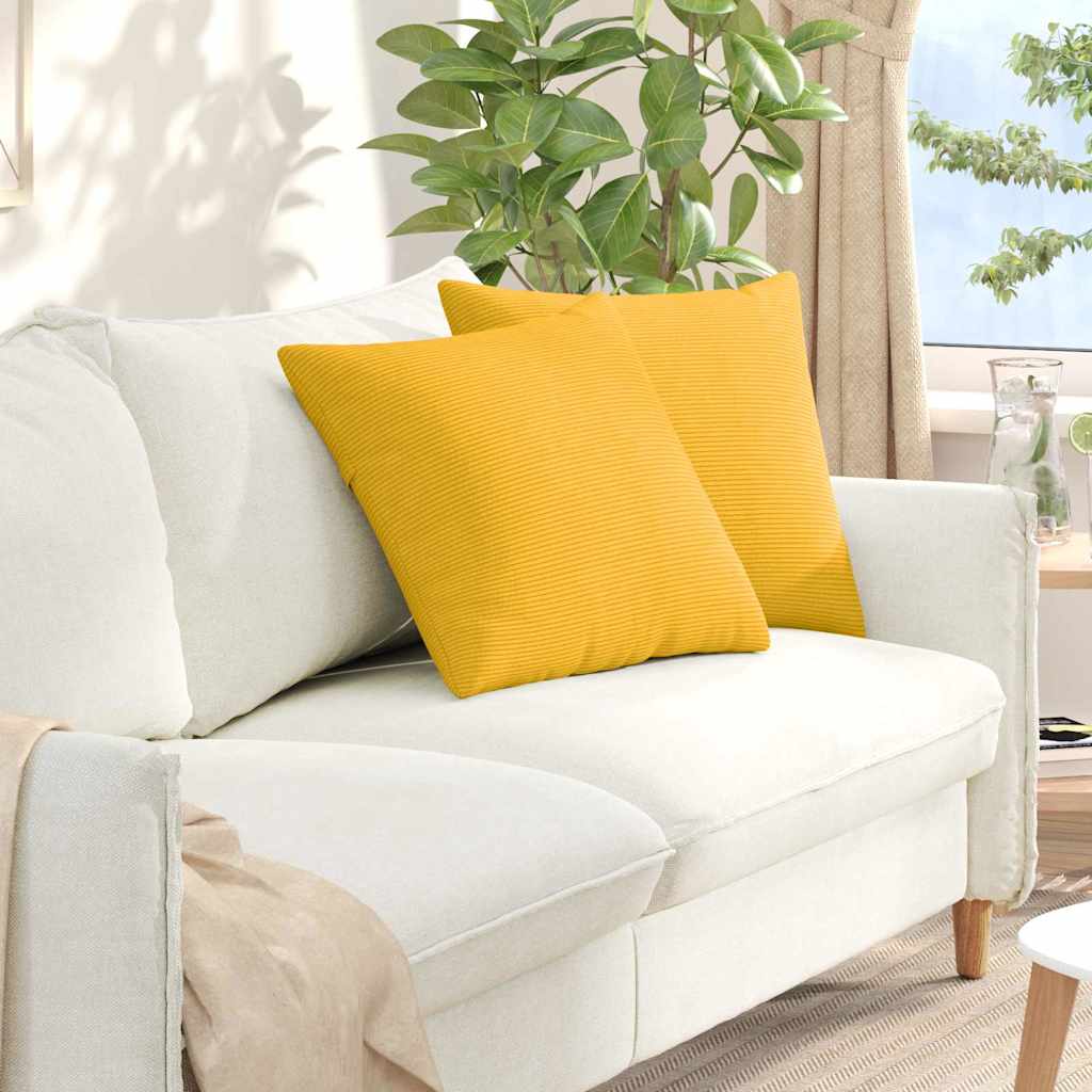 Kanapé párnák 2 pcs Világos sárga 50 x 50 cm Bársonyos szövet