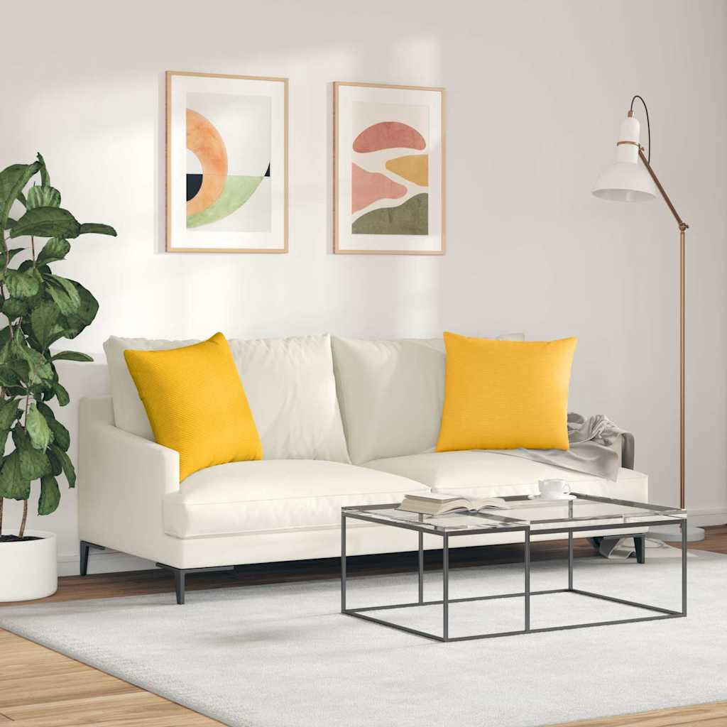 Kanapé párnák 2 pcs Világos sárga 50 x 50 cm Bársonyos szövet