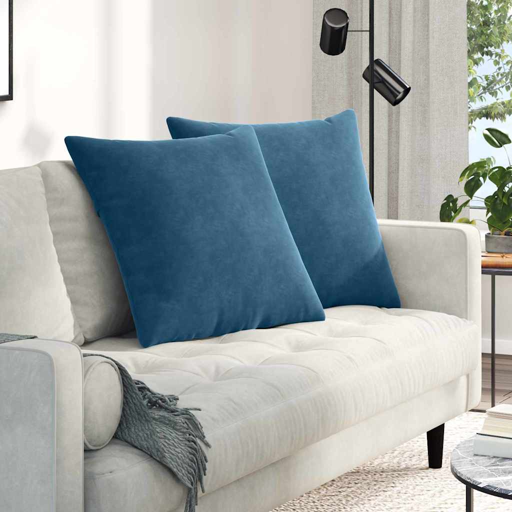 Kanapé párnák 2 pcs Kék 60 x 60 cm Bársonyos szövet