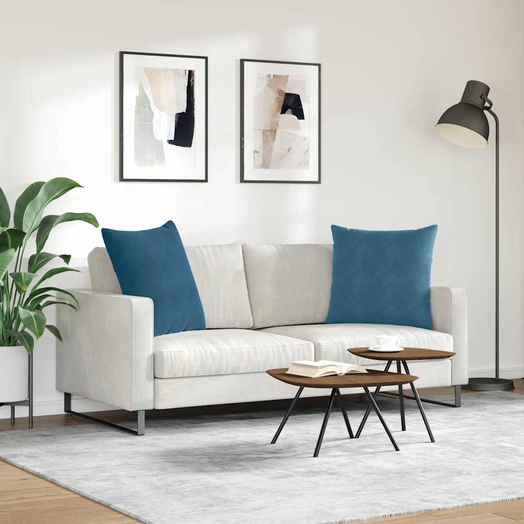 Kanapé párnák 2 pcs Kék 60 x 60 cm Bársonyos szövet