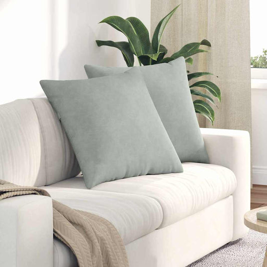 Kanapé párnák 2 pcs Világosszürke 60 x 60 cm Bársonyos szövet