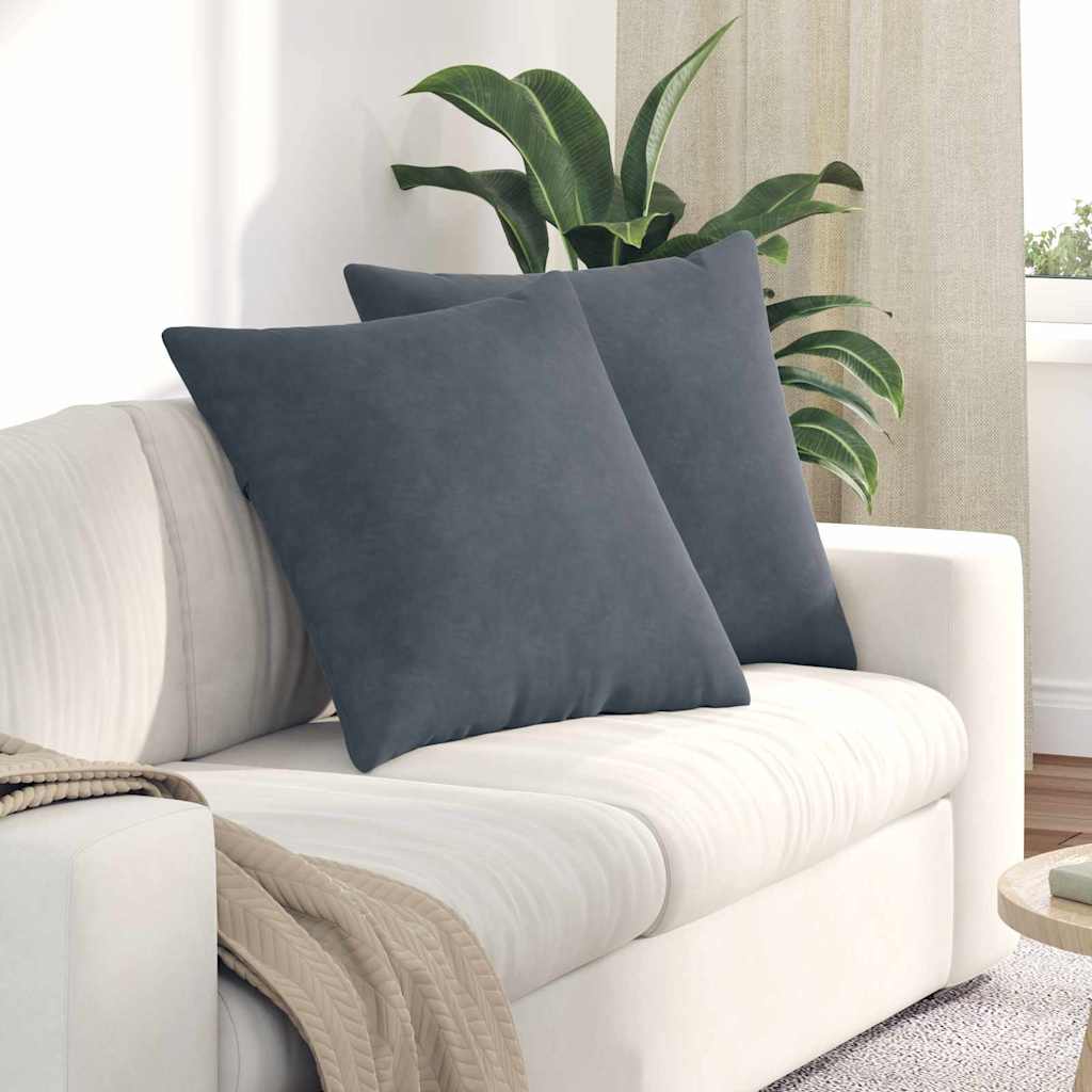 Kanapé párnák 2 pcs Sötétszürke 60 x 60 cm Bársonyos szövet