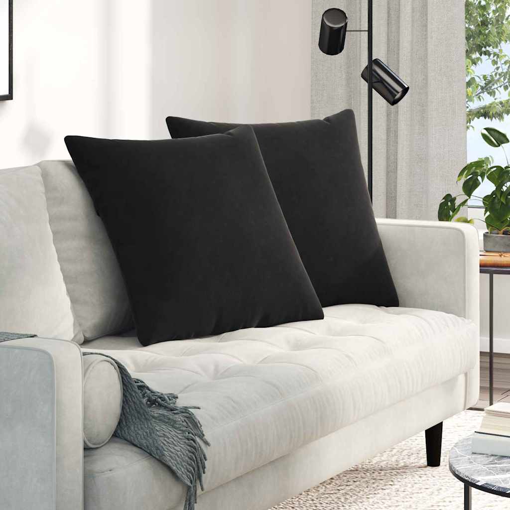 Kanapé párnák 2 pcs Fekete 60 x 60 cm Bársonyos szövet