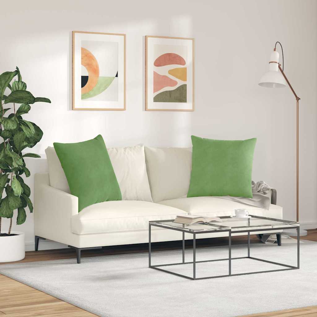 Kanapé párnák 2 pcs Világos zöld 80 x 80 cm Bársonyos szövet