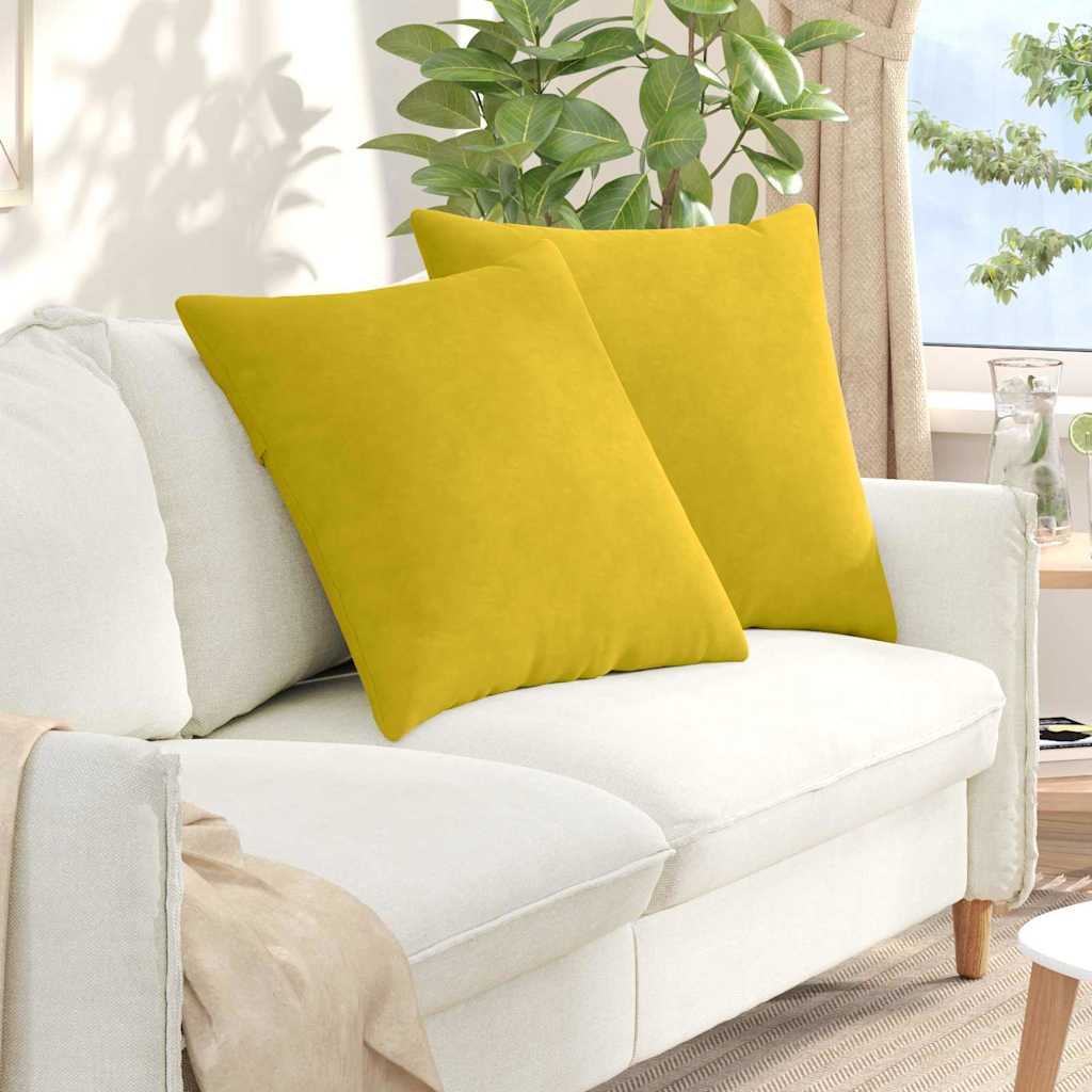 Kanapé párnák 2 pcs Sárga 80 x 80 cm Bársonyos szövet
