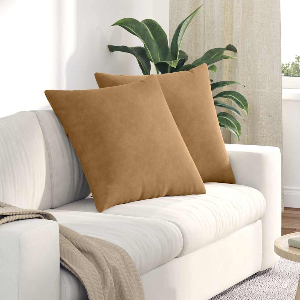 Kanapé párnák 2 pcs Barna 80 x 80 cm Bársonyos szövet